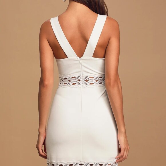 Lulus Midi Dress In the Name of Love White Crochet Lace Trumpet Bridal Small - Picture 2 of 14